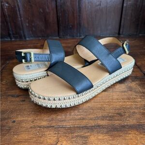 Brand new leather studded espadrille sandal